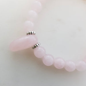 Rose Quartz & Hematite Bracelet (assorted. approx. 8mm round beads)