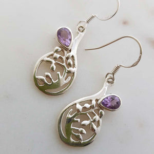 Amethyst Tree Earrings (sterling silver)