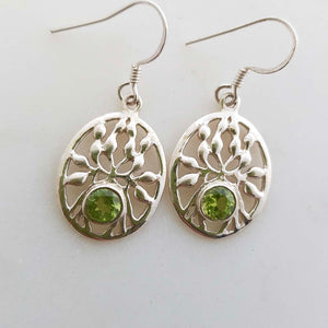 Peridot Tree Earrings (sterling silver)