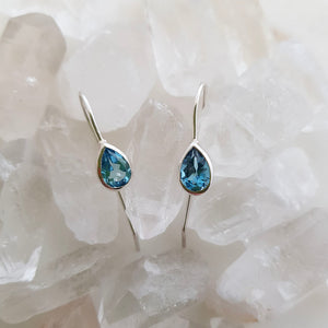 Blue Topaz Tear Drop Earrings (sterling silver)