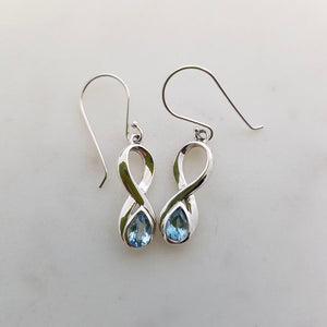 Blue Topaz Infinity Earrings (sterling silver)