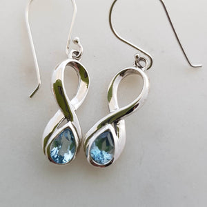 Blue Topaz Infinity Earrings (sterling silver)