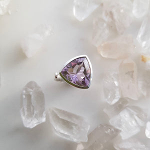 Lavender Amethyst Faceted Ring (sterling silver. adjustable band)