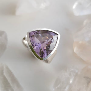 Lavender Amethyst Faceted Ring (sterling silver. adjustable band)