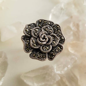 Marcasite Flower Ring (sterling silver)