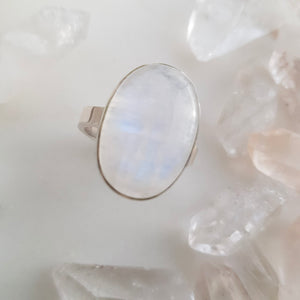 Rainbow Moonstone Ring (sterling silver)