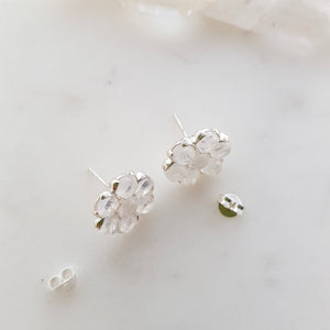 Rainbow Moonstone Flower Earrings (sterling silver)