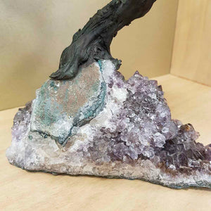 Amethyst Tree with Dark Trunk on Amethyst Cluster (approx. 34x25x19cm)