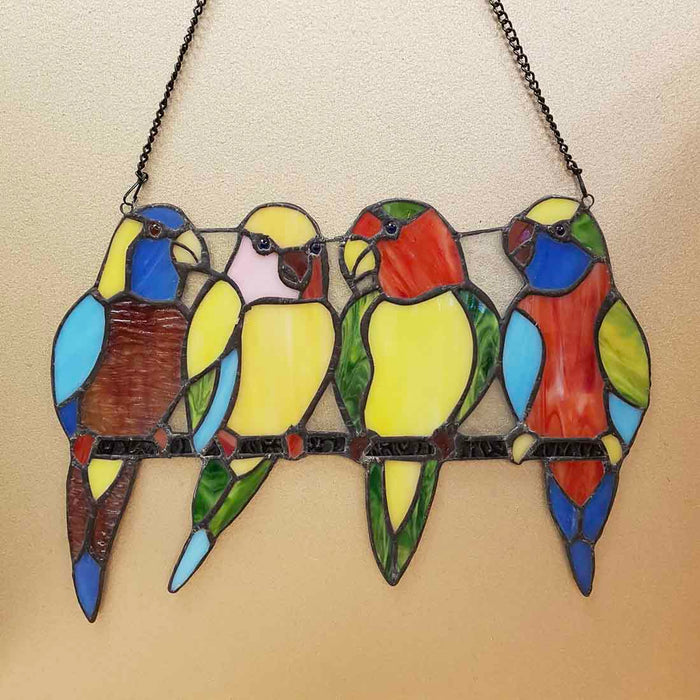 Colourful Parrot Leadlight Panel (approx. 24x33cm)
