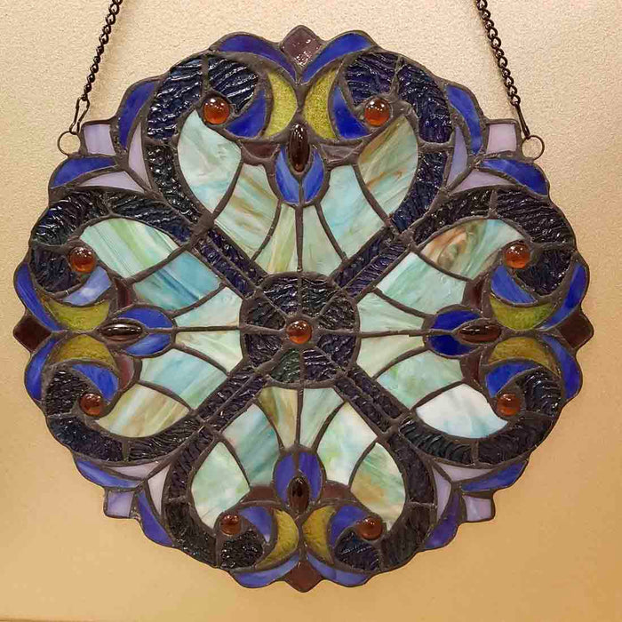 Shades of Blue Leadlight Flower Panel (approx. 30x30cm)