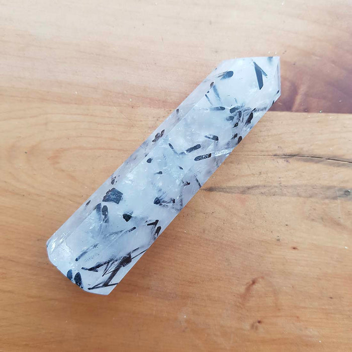 Tourmalinated Quartz Point (approx. 8.5x2cm)