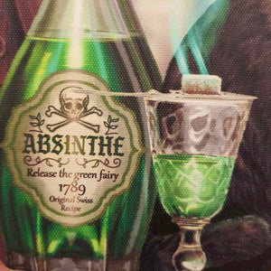 Absinthe Cat Canvas by Lisa Parker (approx. 25 x 19cm)
