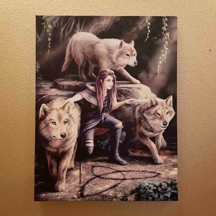 Power of Three Wolf Canvas by Anne Stokes (approx. 25 x 19cm)
