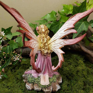 Pink Blossom Fairy Smelling the Roses (approx. 18x12.5x11cm)