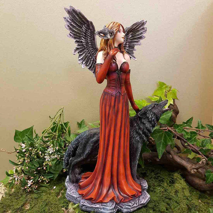 Red Angel & Her Wolf (approx. 31x15.5x16cm)