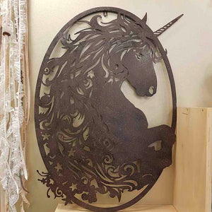 Unicorn Wall Art (dark brown metal. approx 99x60cm)