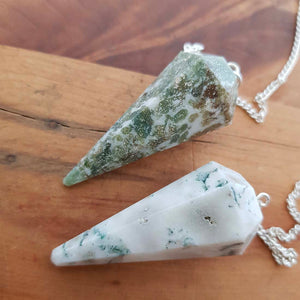 Green Tree Agate Faceted Pendulum (assorted)