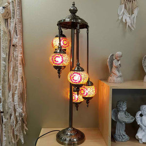 Orange Tones 5 Tier Turkish Style Mosaic Lamp