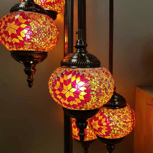 Orange Tones 5 Tier Turkish Style Mosaic Lamp