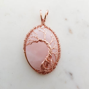 Rose Quartz Tree of Life Pendant