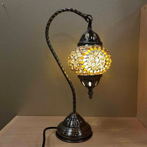 Honey & Amber Turkish Swan Neck Style Mosaic Lamp