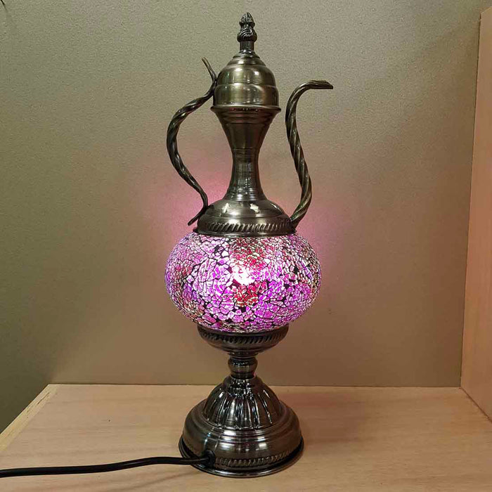 Pink Tones Coffee Pot Turkish Style Mosaic Lamp (approx. 37x13cm)