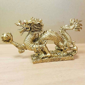 Gold Finish Feng Shui Dragon (approx. 21x11cm)