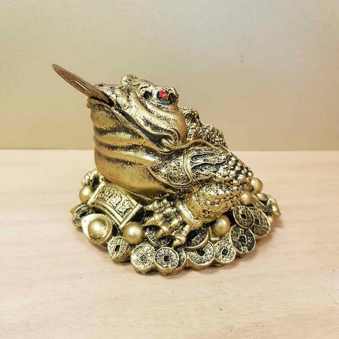 Gold Finish Feng Shui Frog (approx. 12x9cm)