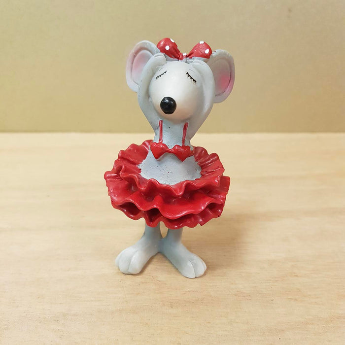 Cute Mouse in Red Dress (approx. 8.5x4.5x3.5cm)