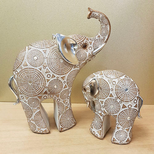 Mosaic Mum & Baby Elephant Set (approx. 24x21x7cm & 13x12x5.5cm)