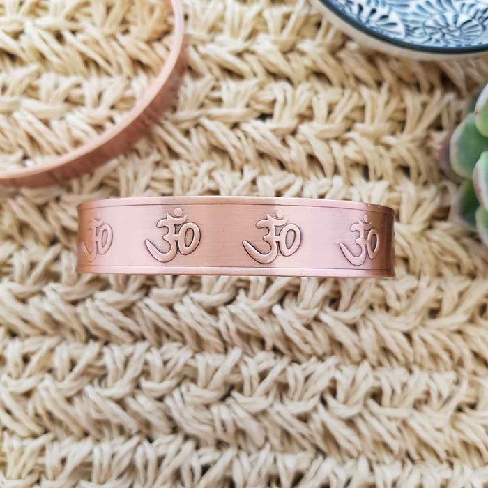 Om Copper Bracelet with Magnets (approx. 1.5cm wide)