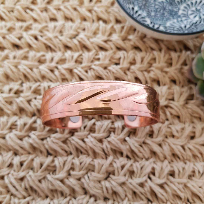 Rope Design Copper Bracelet with Magnets (extra large. NZ made. approx.15mm wide)