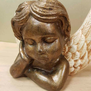 Bronze Look Angel Bust with Cream Wings
