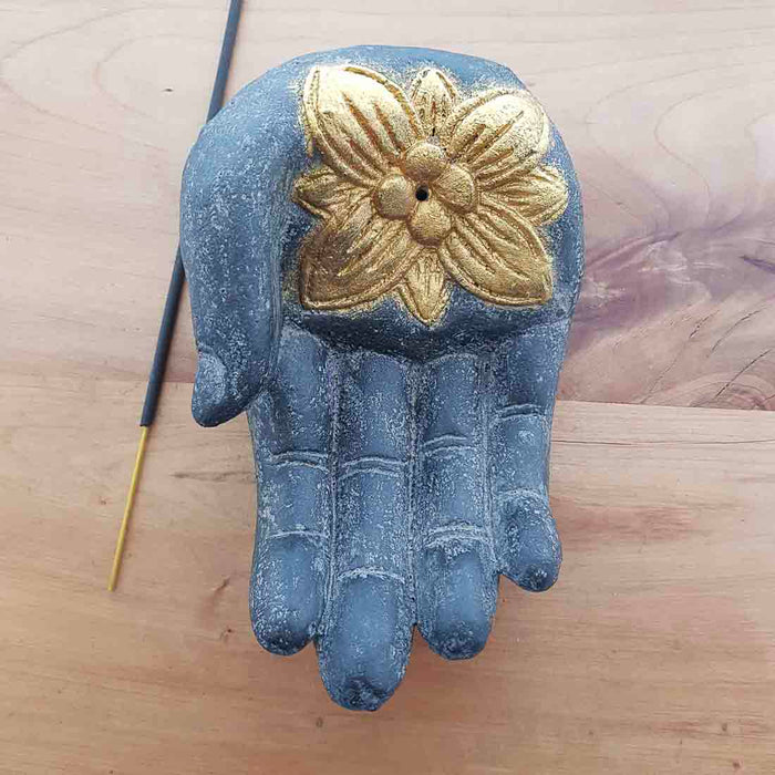 Black Hand Incense Holder. (approx. 15x10x6cm)