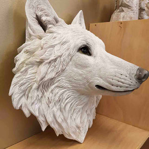White Wolfs Head for Mounting on Wal