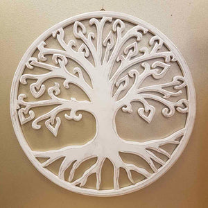 Carved Tree of Life with Heart Leaves