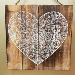 Heart Mandala on Wood