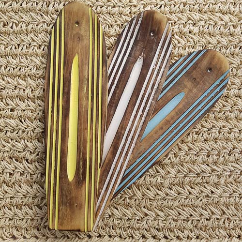 Papri Wood Surf Boat Incense Holder (assorted. approx. 25x7cm)