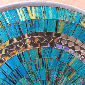Blue & Silver Mosaic Bowl (approx. 28cm diameter)