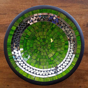 Green & Silver Mosaic Bowl (approx. 28cm diameter)