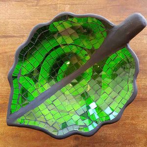 Green Mosaic Leaf Bowl (approx. 30x26cm)