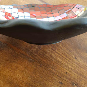 Red Mosaic Leaf Bowl (approx. 30x26cm)