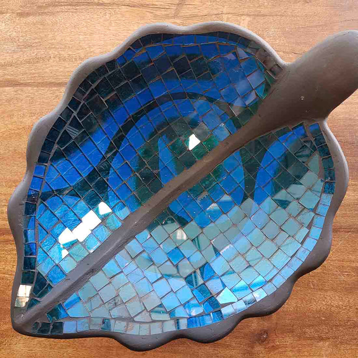 Blue Mosaic Leaf Bowl (approx. 40X30cm)