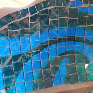 Blue Mosaic Leaf Bowl (approx. 40x30cm)