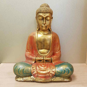 Orange & Green Buddha (approx. 30x25x15cm)