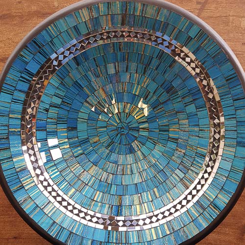 Blue & Silver Mosaic Bowl (approx. 38cm diameter)