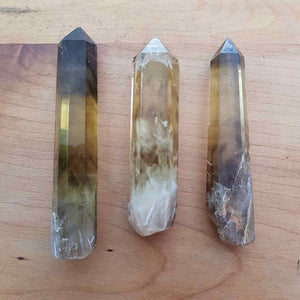 Partially Polished Natural Smokey Citrine Point with Heat Phantoms