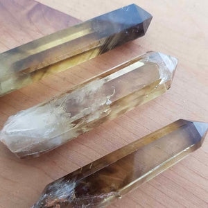 Partially Polished Natural Smokey Citrine Point with Heat Phantoms
