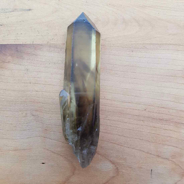 Natural Smokey Citrine Point with Heat Phantoms (approx. 10x2.5cm)