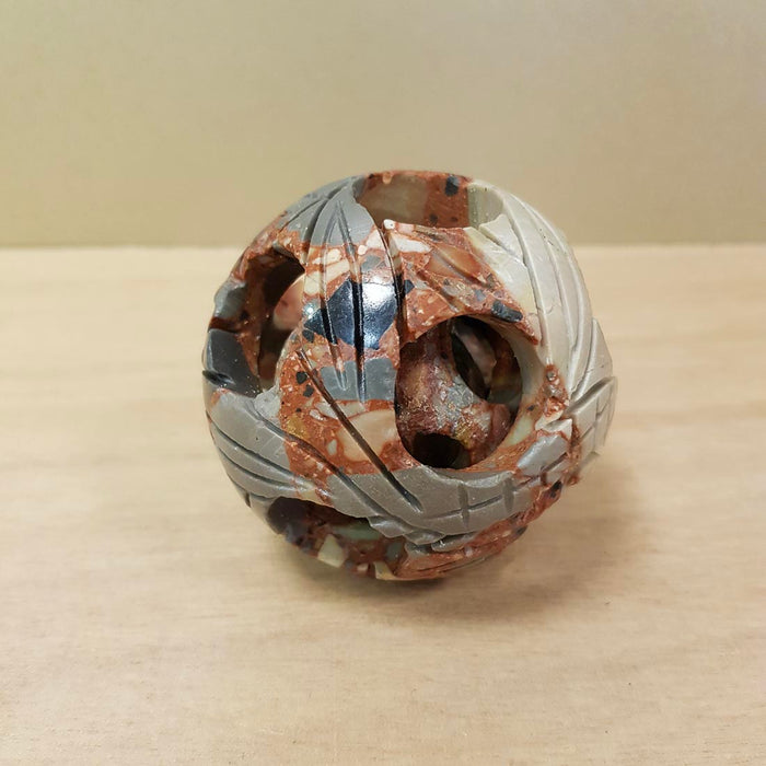 Polychrome Jasper Carved Sphere within a Sphere (approx. 7x7cm)